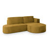 ECKSOFA CORTIO M R-S Gelb Velours-Stoff mit Schlaffunktion - Gelb, Holz (265/174cm) - MASSENO
