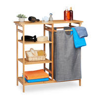BADREGAL Wäschekorb - Hellbraun, Holz/Textil (80/80.5/33.5cm) - Relaxdays