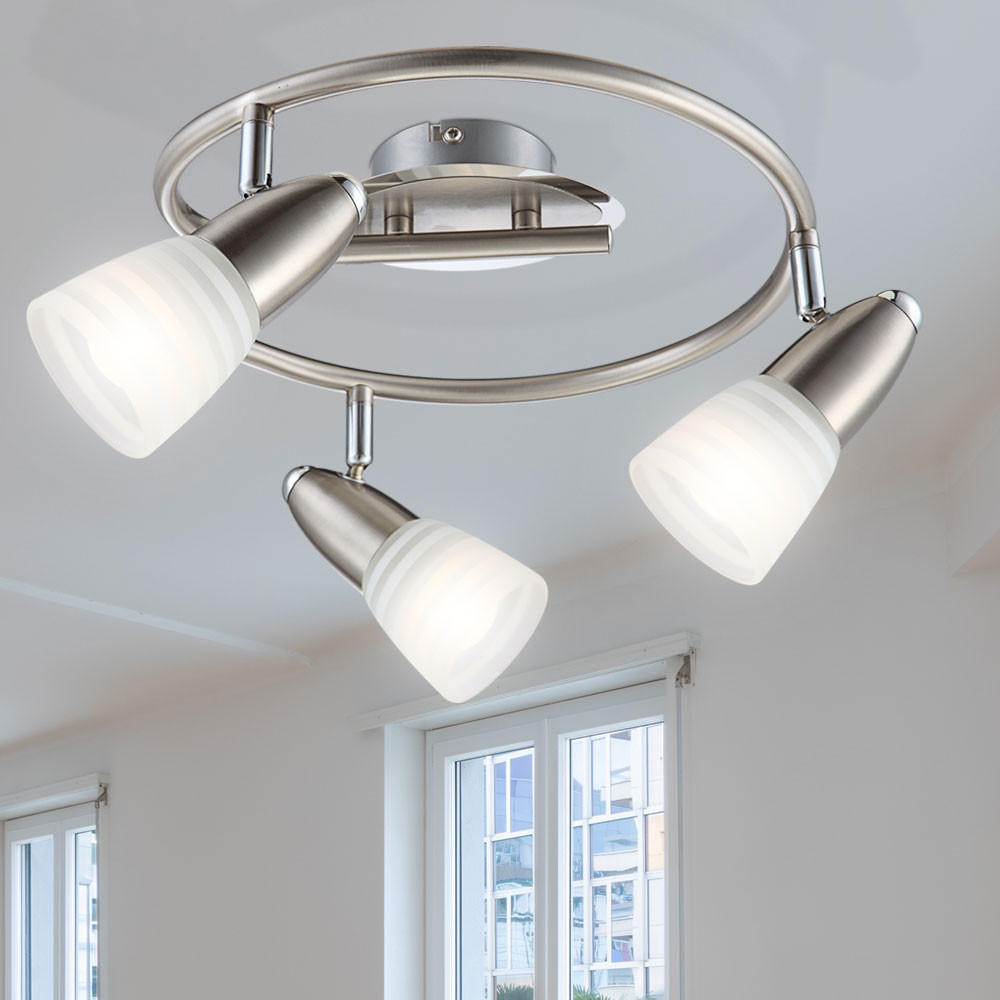 LED DECKENLEUCHTE Metall Silber Schwenkbar - Silberfarben, Glas (29/29/16cm) - Globo Lighting