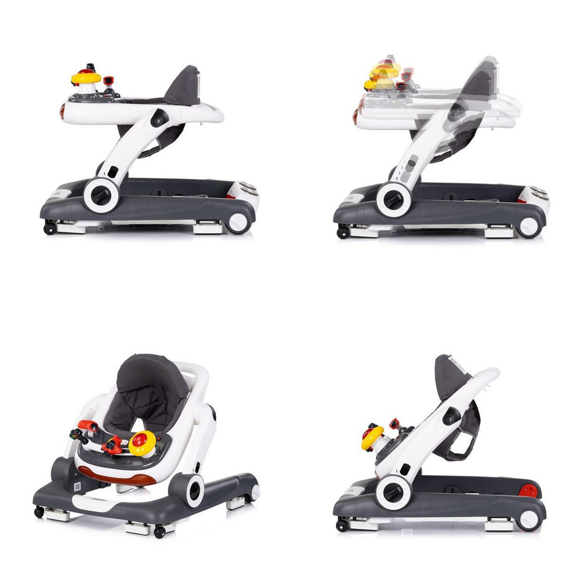 LAUFLERNHILFE little Explorer grau 4 in 1 Laulernwagen Musik Stopper Räder - Grau, Kunststoff (58/55/68cm) - Chipolino