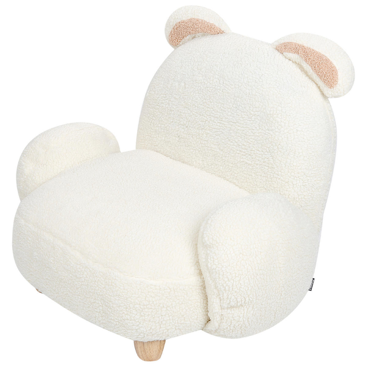 BARNFÅTÖLJ teddylook gräddvit djurform hare Kanna - Vit, Textil/Plast (65/45/51cm) - Beliani
