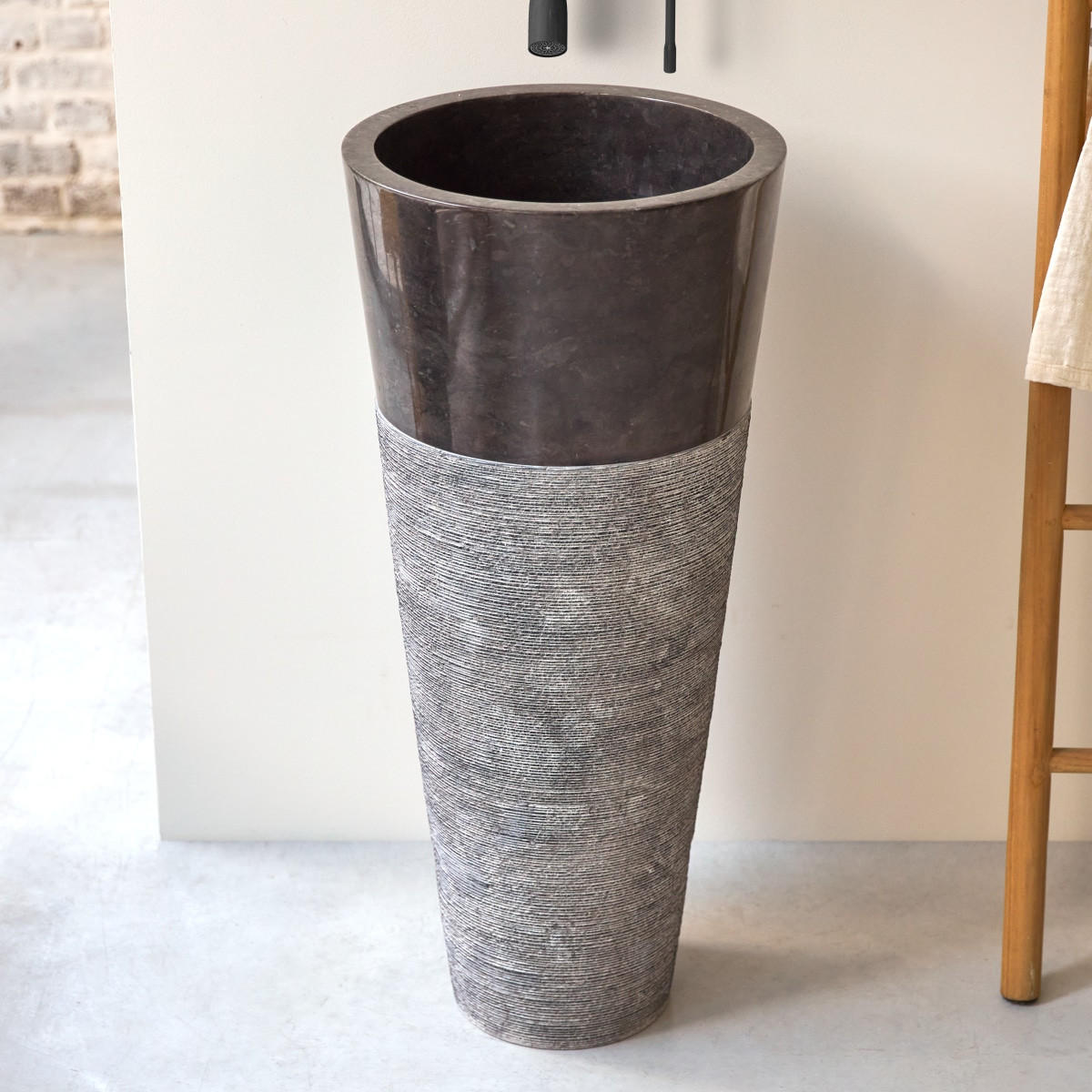 WASCHBECKEN Koni Grau aus Marmor - Grau, Stein (40/90/40cm) - Tikamoon