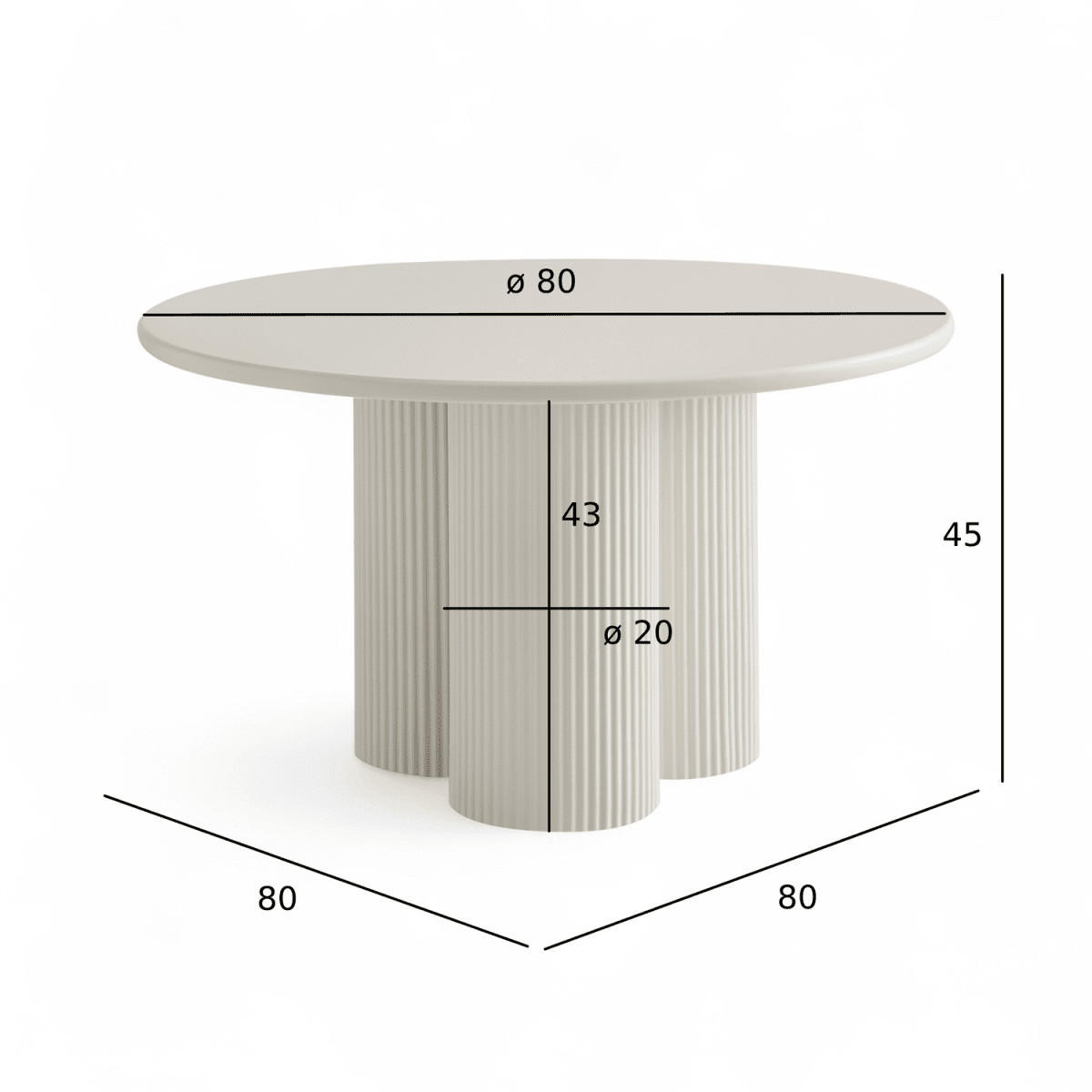 COUCHTISCH rund Cremeweiß 80/80/45 cm - Weiß, Holzwerkstoff (80/80/45cm) - Furnhouse