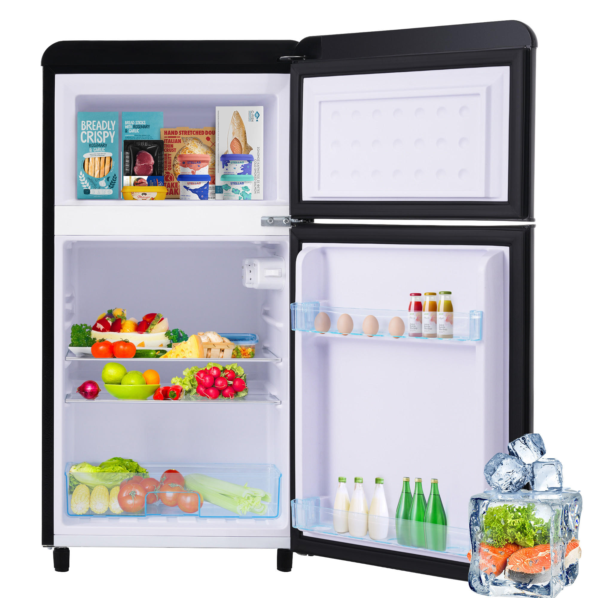 KÜHLSCHRANK 46/45/91 cm Schwarz 72L mit LED-Licht - Schwarz, Metall (45/91/46cm) - Oxeza
