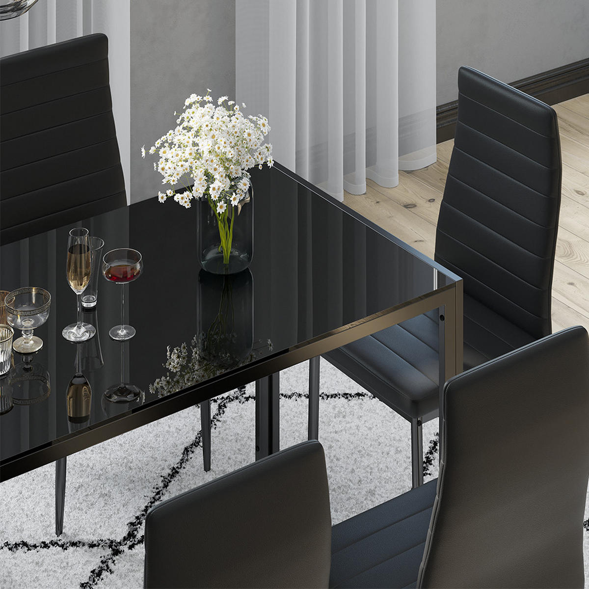 ESSZIMMERSTUHL Grand Schwarz 42.5 x 48 cm 6er Set - Schwarz, Kunststoff (42.5/96/48cm) - Vicco