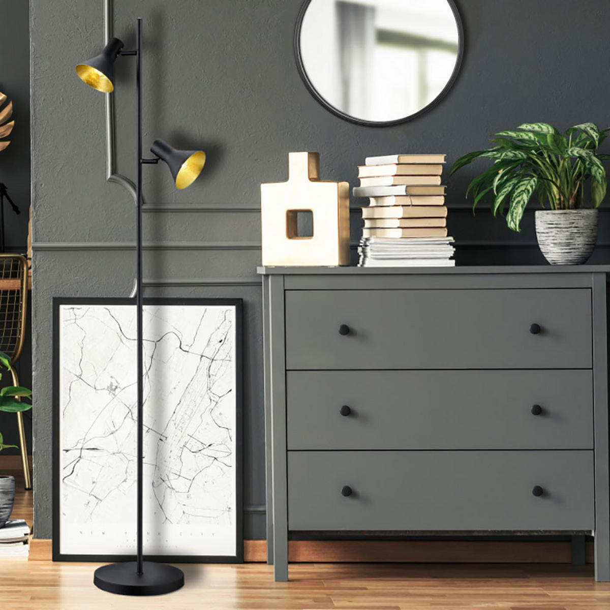 LED STEHLEUCHTE Nina Schwarz - Schwarz, Metall (23/33.5/144cm)