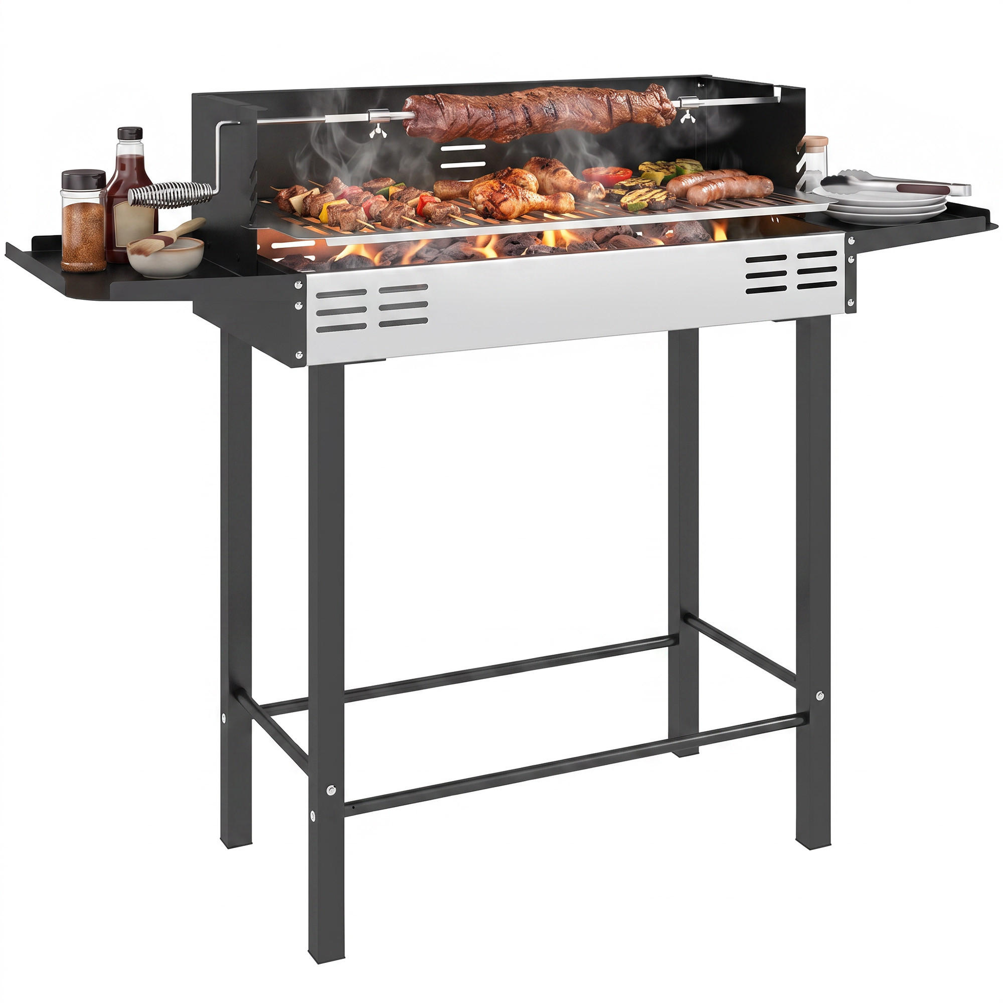 XXXLutz Holzkohlegrill Schwarz 32x90x118 cm