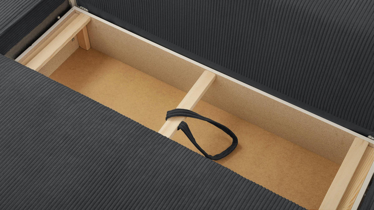 WOHNLANDSCHAFT Cedria Dunkelgrau 389/145/85 cm mit Schlaffunktion - Dunkelgrau/Schwarz, Kunststoff/Textil (389/85/145cm) - AX Living