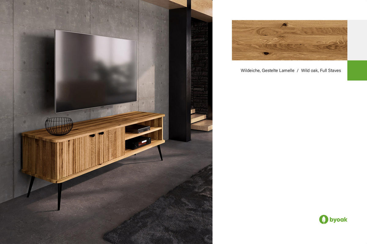 LOWBOARD LINA Wildeiche - Wildeiche, Holz (180/57/46cm) - byoak