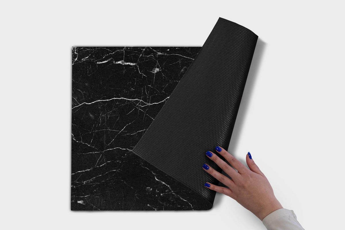 FUSSMATTE 90 x 60 cm Schwarzer Marmor - Anthrazit, Textil (90/60cm) - TULUP
