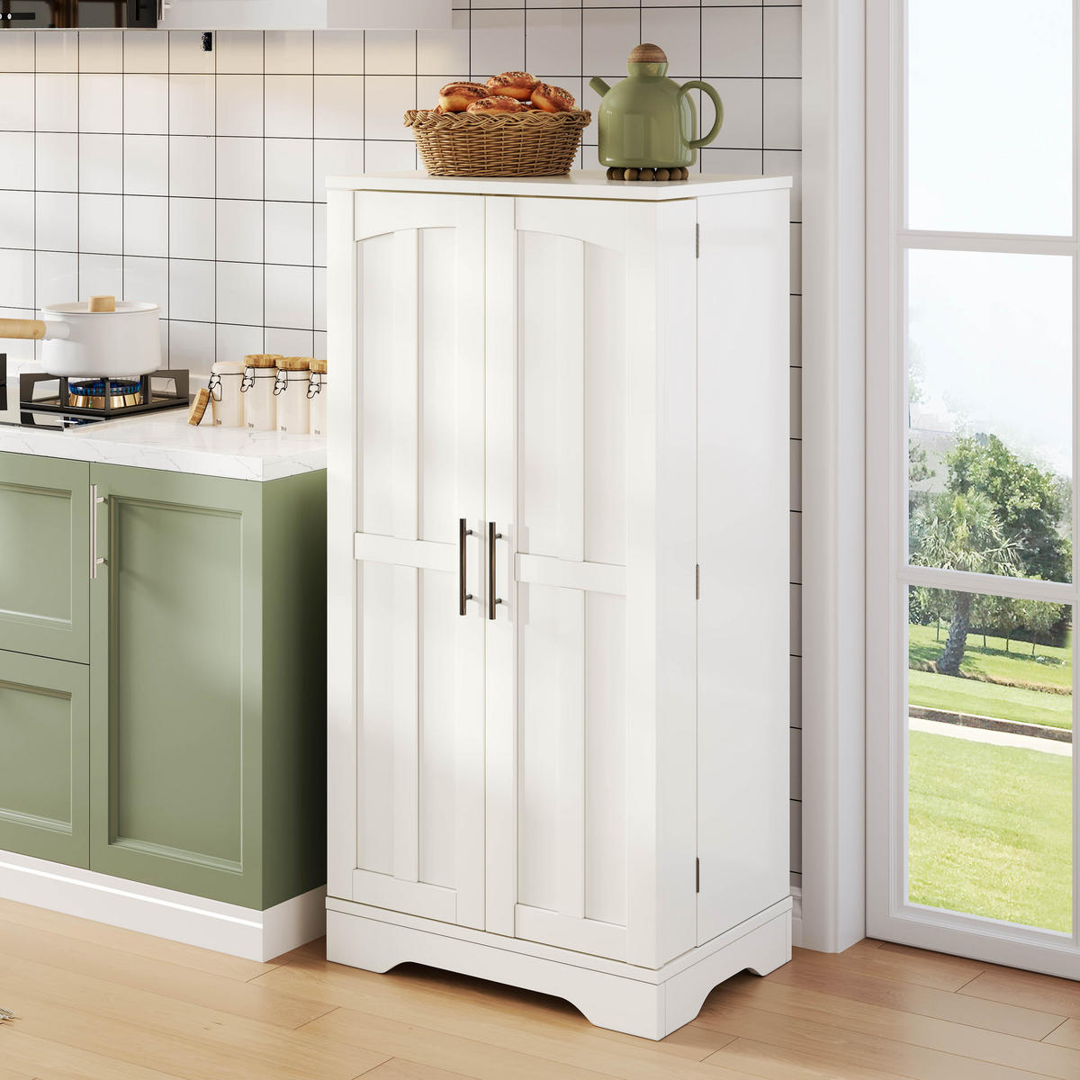 SIDEBOARD 60x40x120 cm, freistehend, Tür, Schutzleiste, Weiß - Weiß, Holz (60/120/40cm)