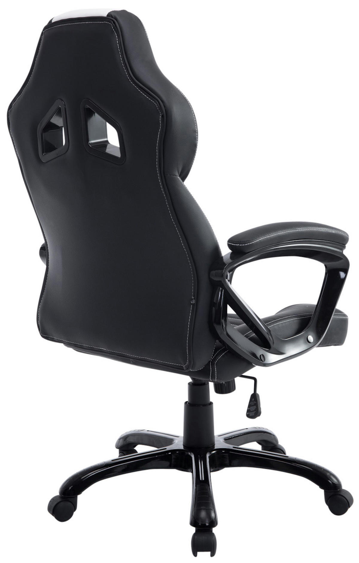 CHEFSESSEL Lederlook schwarz/weiß - Schwarz/Weiß, Kunststoff/Textil (65/114/70cm) - CLP