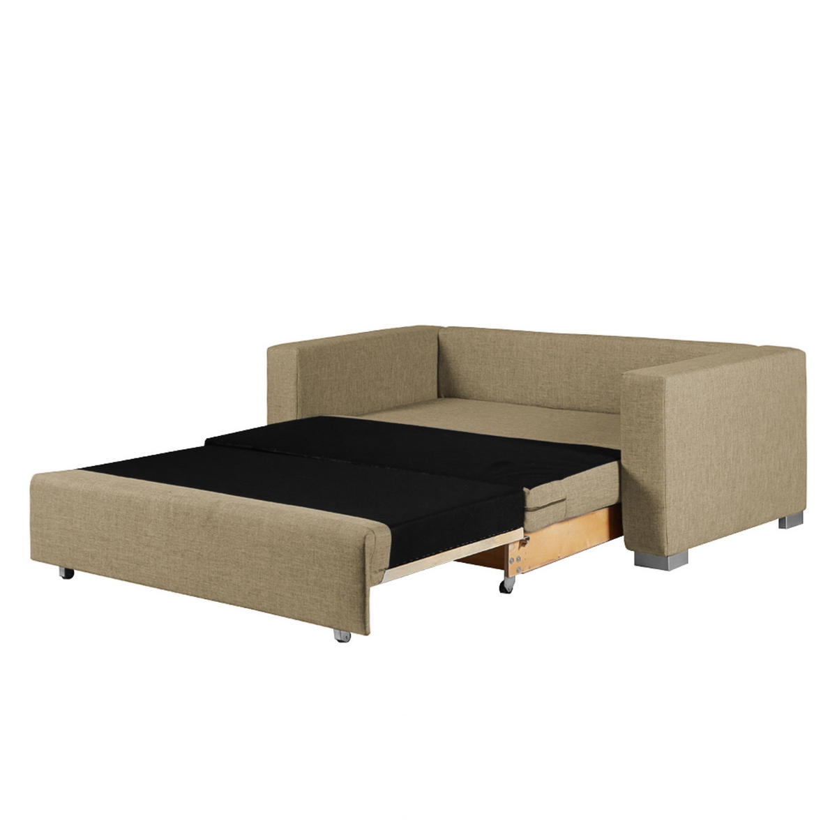 SCHLAFSOFA - Beige/Silberfarben, Textil (153/90/90cm) - home24
