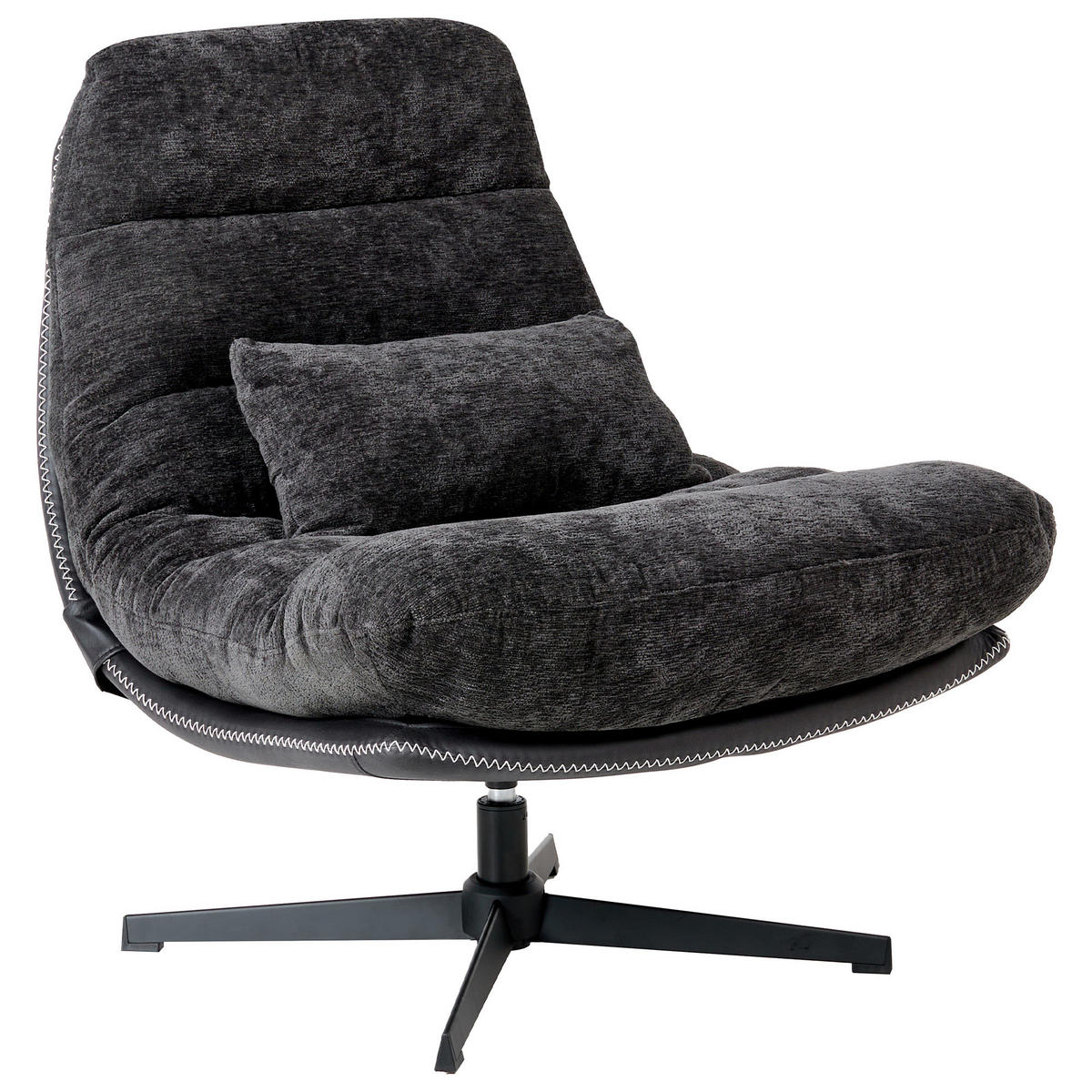 DREHSESSEL Schwarz Tovik - Schwarz, Textil (82/89/55cm) - Beliani