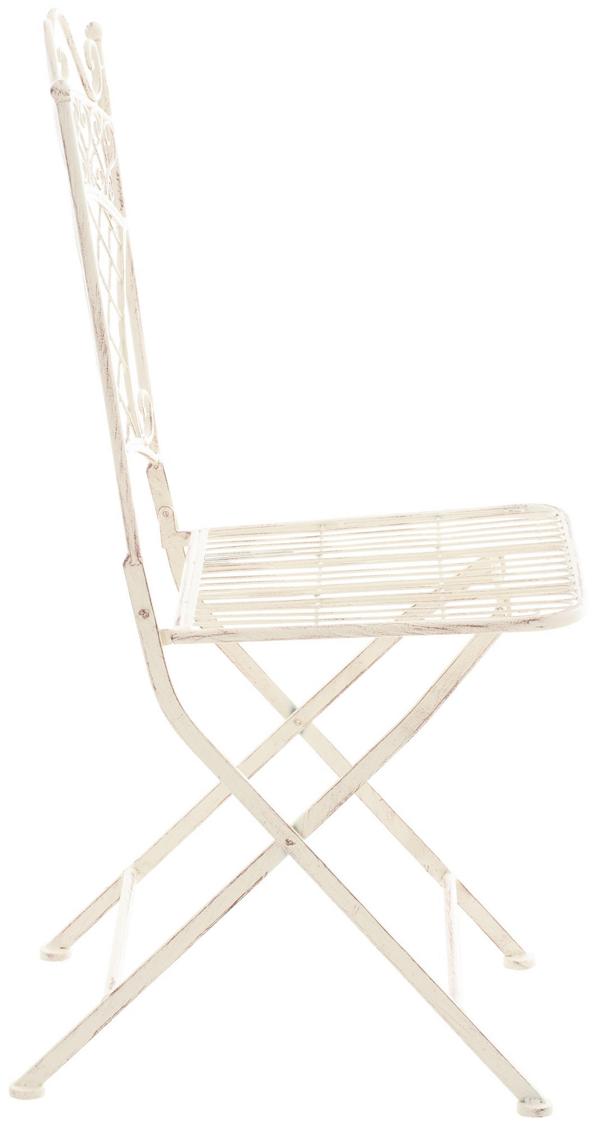 GARTENKLAPPSTUHL Metall Antik-Creme - Creme, Metall (42/94/40cm) - CLP