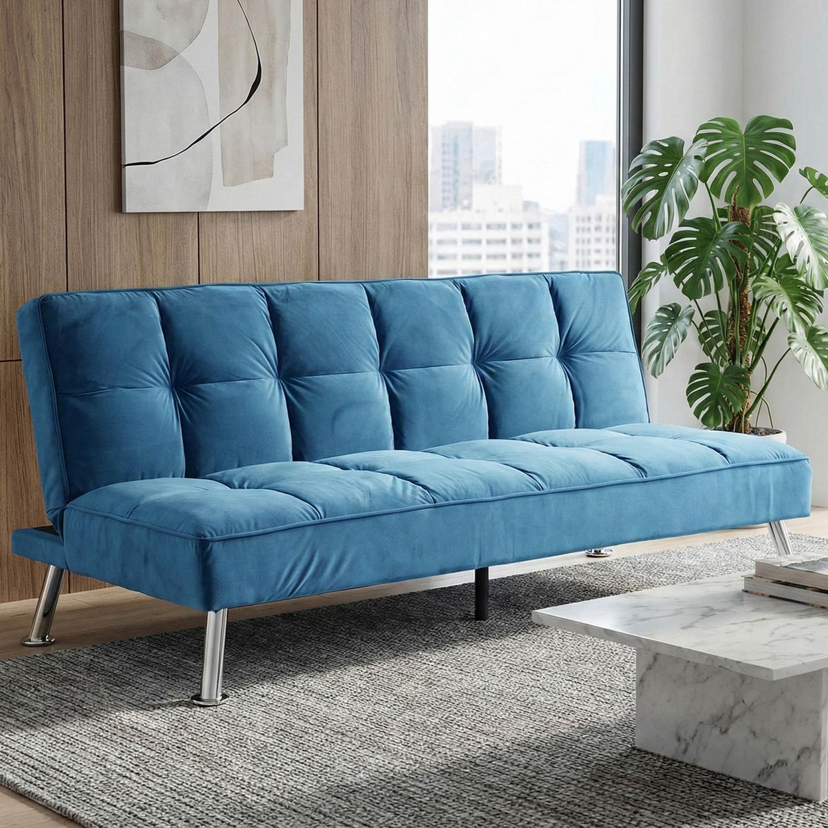 SOFA Blau - Blau, Textil (181/82/107cm) - MCW