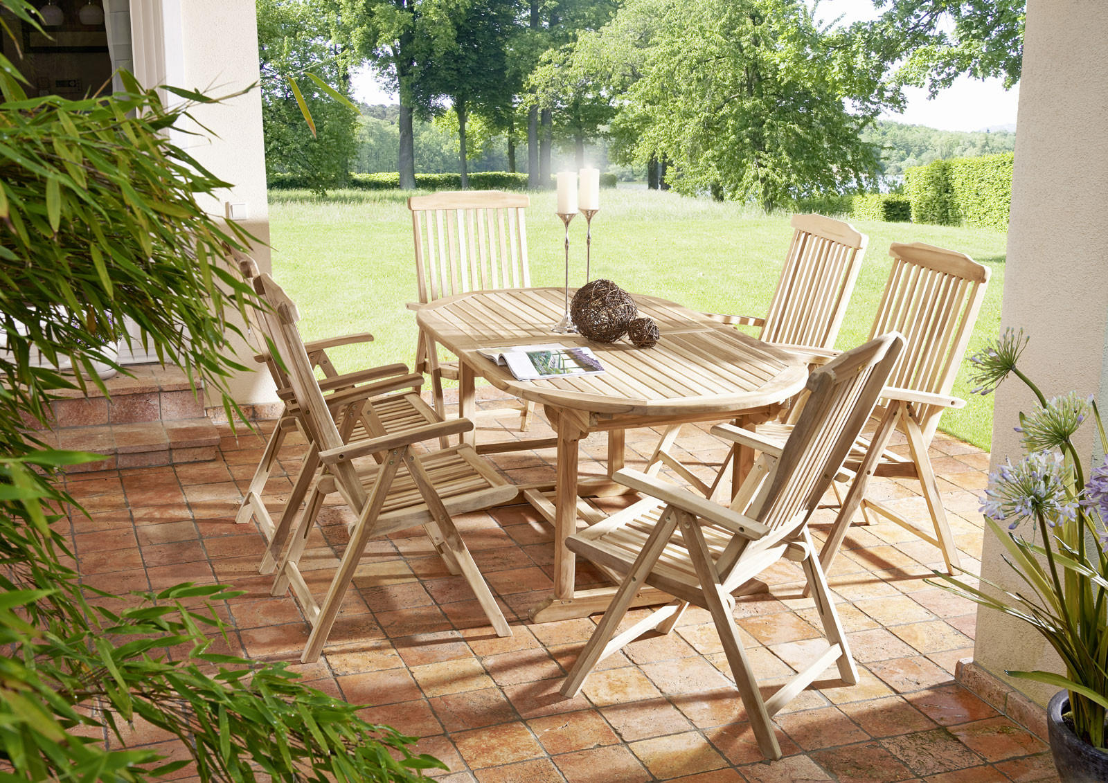 GARTENMÖBELSET 7TLG. ARUBA - Beige, Holz - SAM
