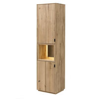 STANDVITRINE Massivholz Idalia 50x203x42 Vitrine Wildeiche Bianco geölt/Granit - Wildeiche, Holz (50/203/42cm) - 58aufmkessel