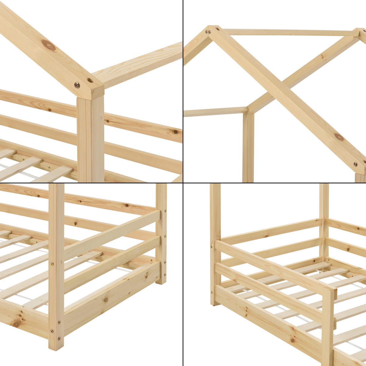 HAUSBETT Knätten - Naturfarben, Holz (80/160cm) - [en.casa]