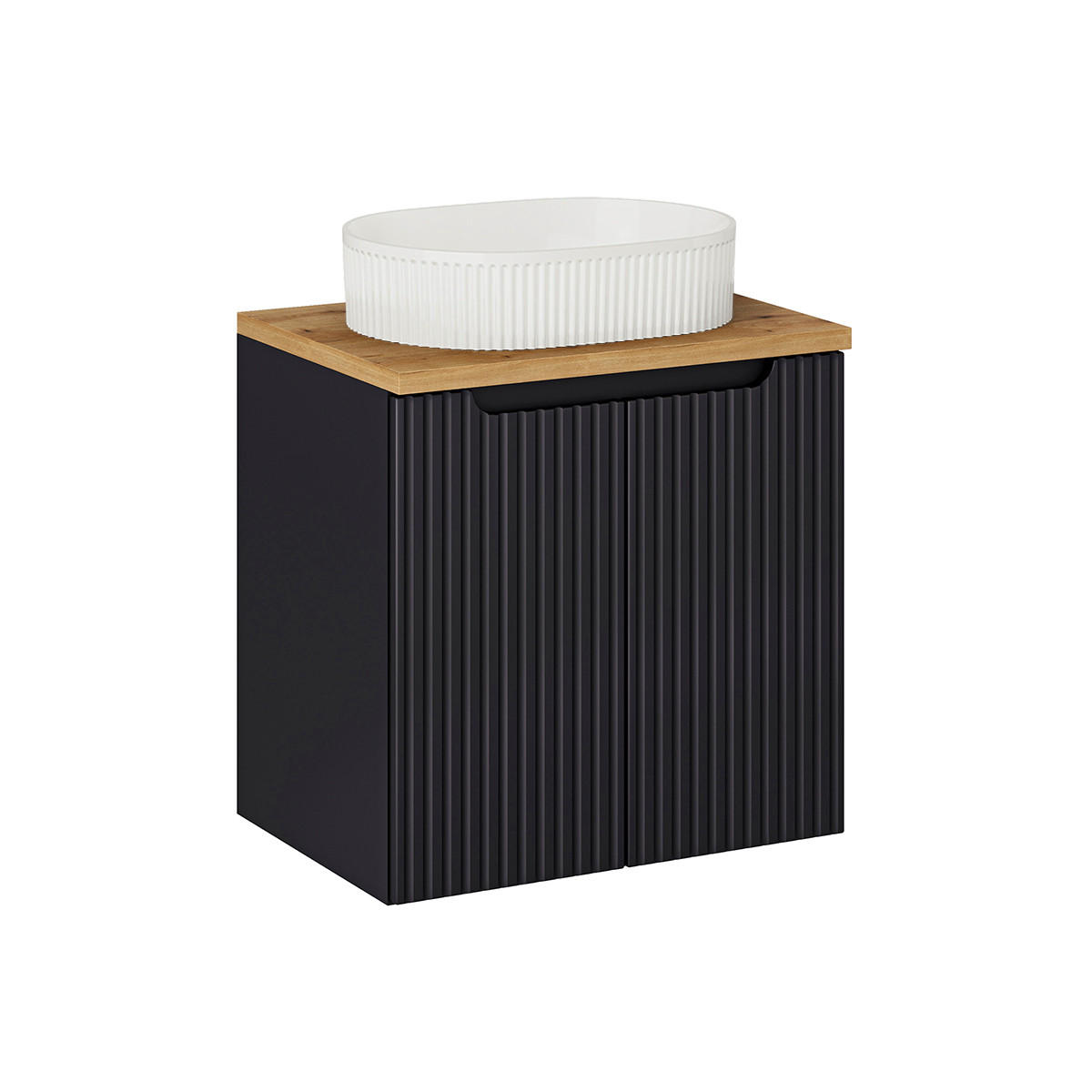 WASCHTISCH 60cm Riva Schwarz und Holz - Schwarz, Holzwerkstoff (60/57/40cm) - Petits-meubles