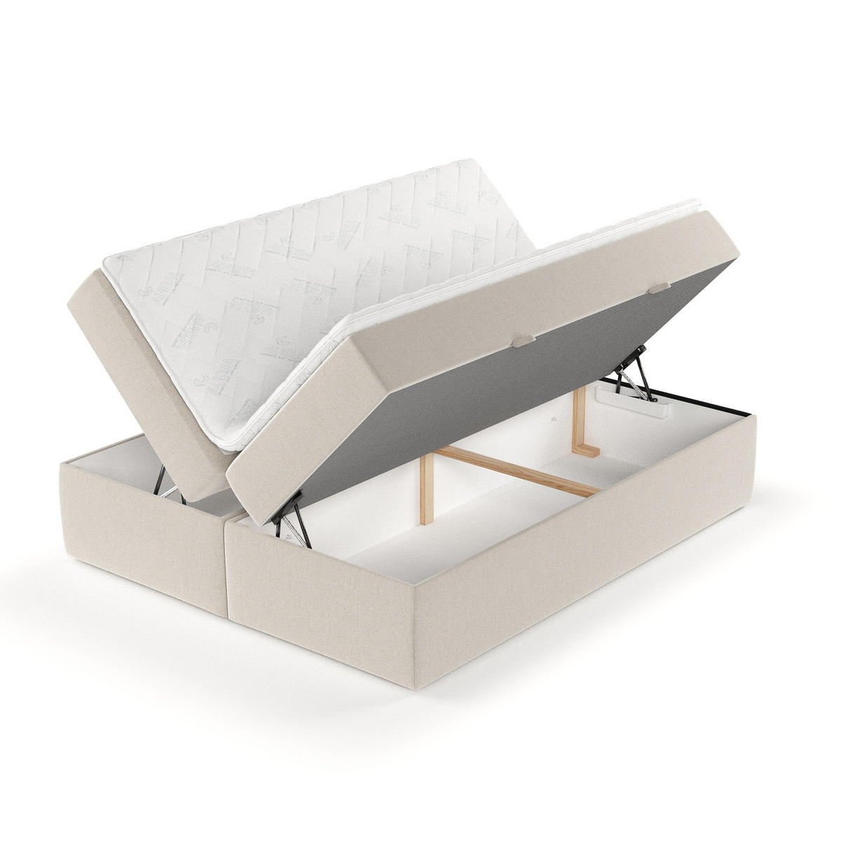 BOXBETT Yoko Beige 180/200 cm - Beige/Schwarz, Holz/Holzwerkstoff (180/200cm) - Maison de Reve