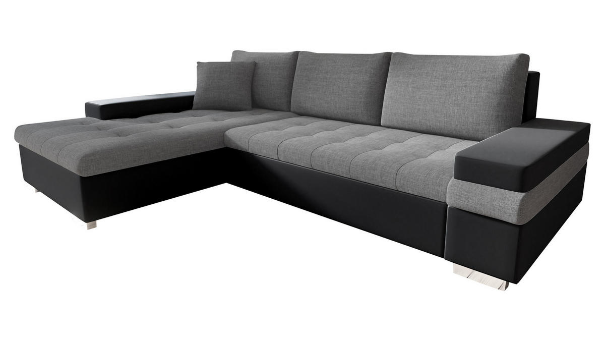 ECKSOFA Bangkok Mini - Dunkelgrau/Silberfarben, Holz/Textil (274/182cm) - MIRJAN24