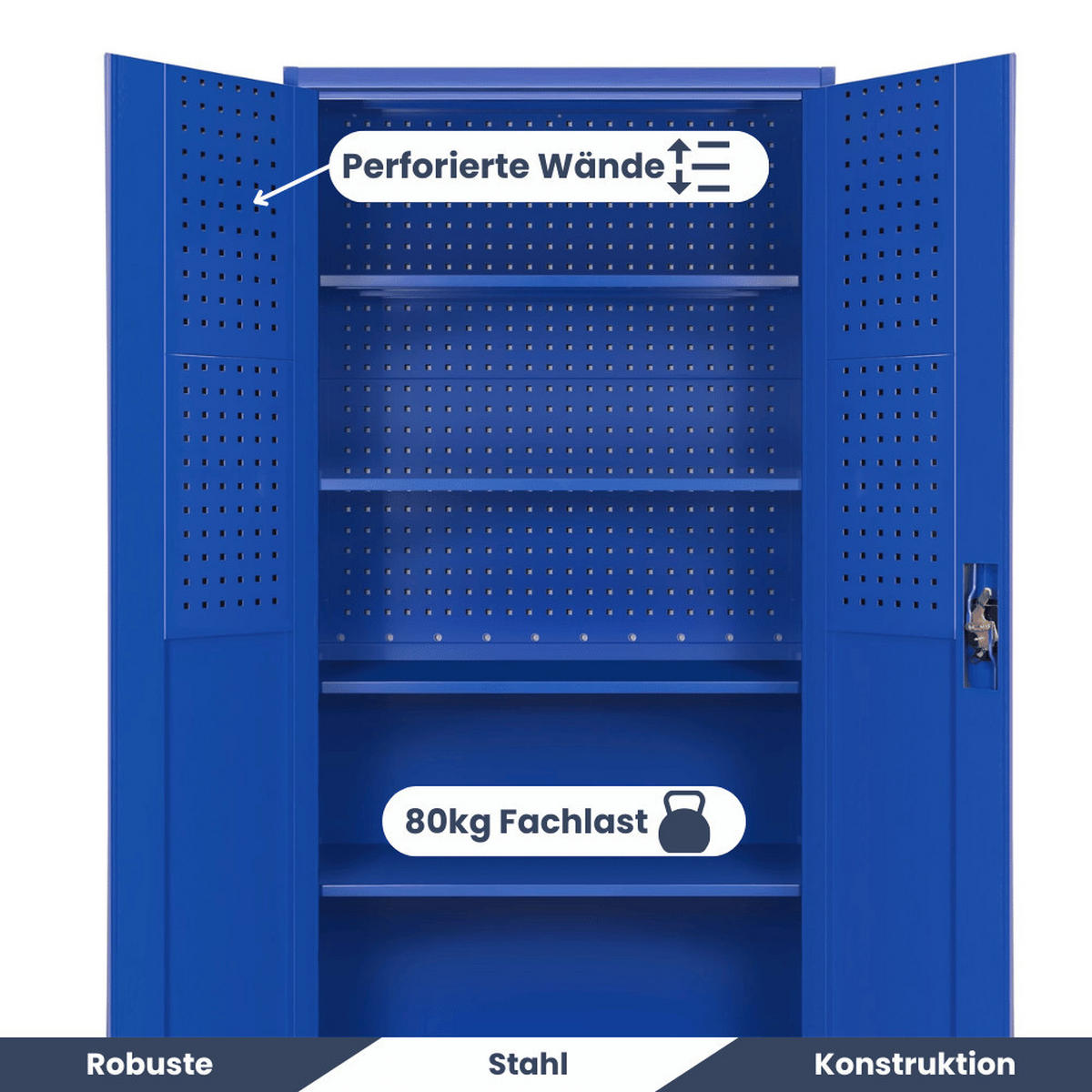 WERKZEUGSCHRANK mit Lochwand KESU 185x92x50cm Blau - Blau, Metall (92/185/50cm) - DELUKE