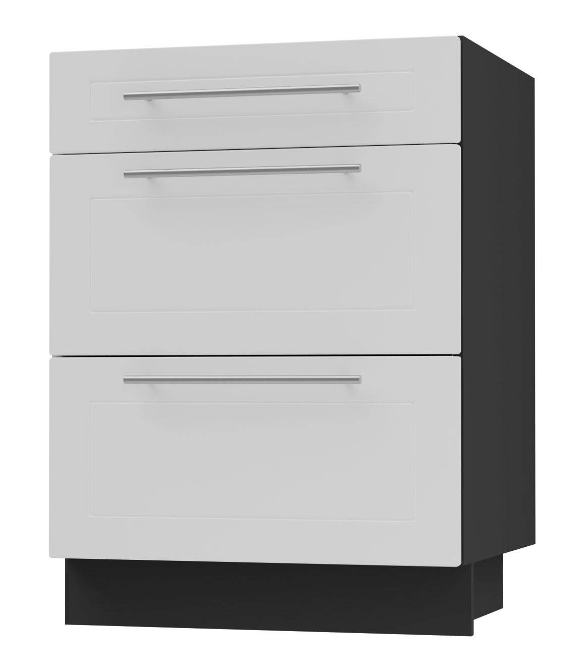 Feldmann-Wohnen Schubladenunterschrank Weiß, Schwarz 60x82x50 cm