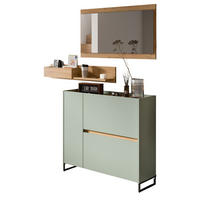 GARDEROBEN-SET Salbei grün, Artisan Eiche 140 cm 3-teilig, Flurmöbel mit Soft-Close - Salbeigrün/Schwarz, Holzwerkstoff/Metall (140/192/32cm) - Inn.Furn