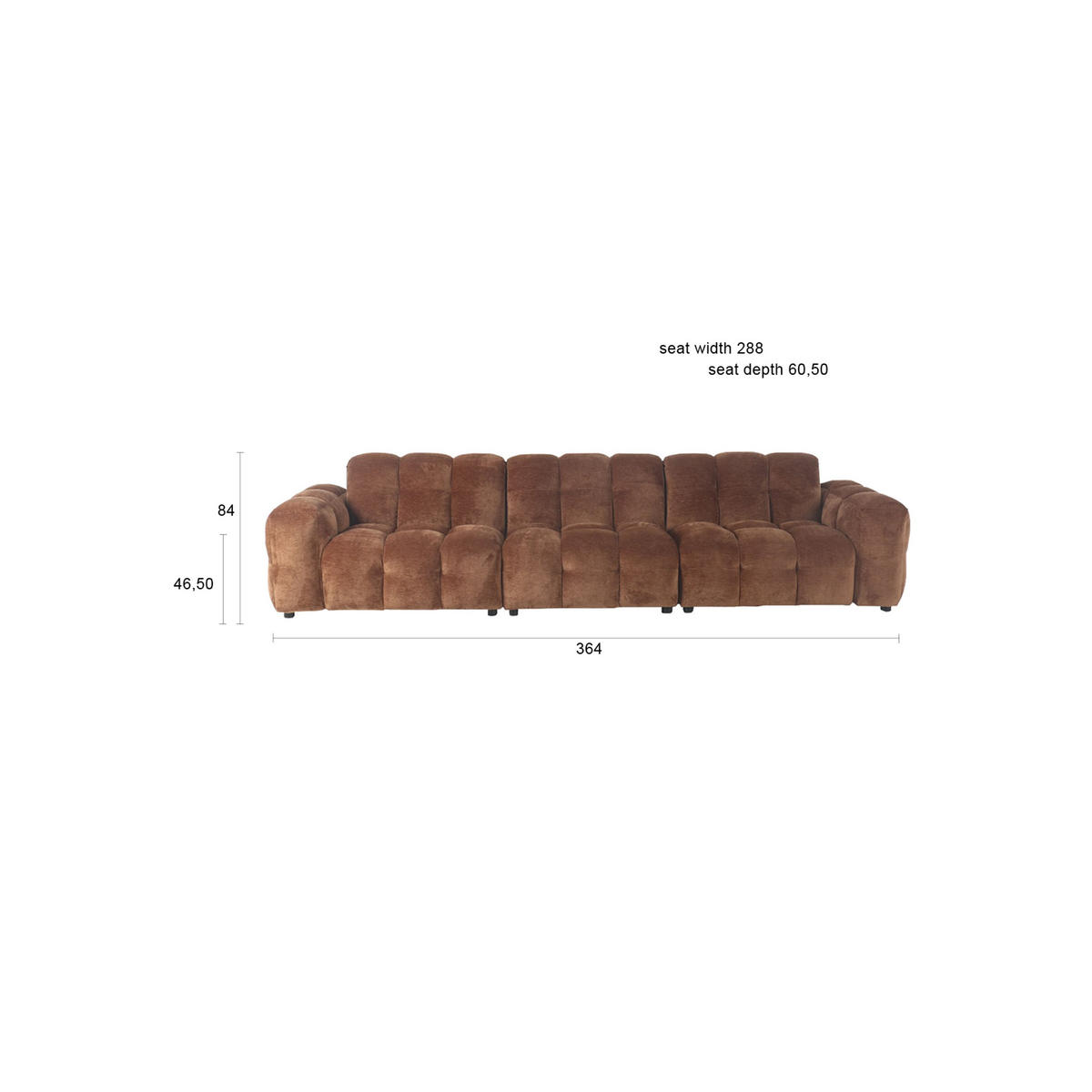 SOFA 4,5-SITZER Hackman Samt Cognac/ Braun - Cognac/Braun, Kunststoff (364/84/102cm) - Dutchbone