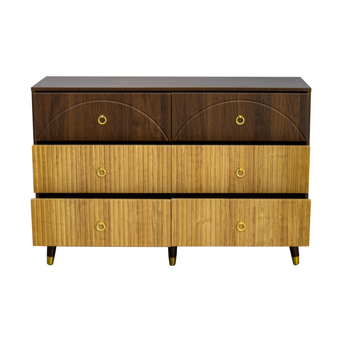 KOMMODE DE-37554 120/40/81 cm mit 6 Schubladen Natur - Walnussfarben/Naturfarben, Holzwerkstoff (120/81/40cm) - ComfortXL