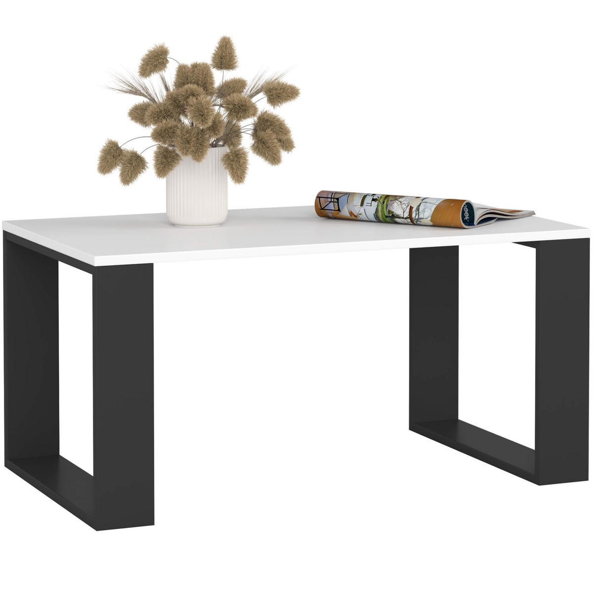 COUCHTISCH NOX, Weiß-Schwarz, 92x53x45 cm - Schwarz/Weiß, Holz (53/92/45cm) - Milordbikes