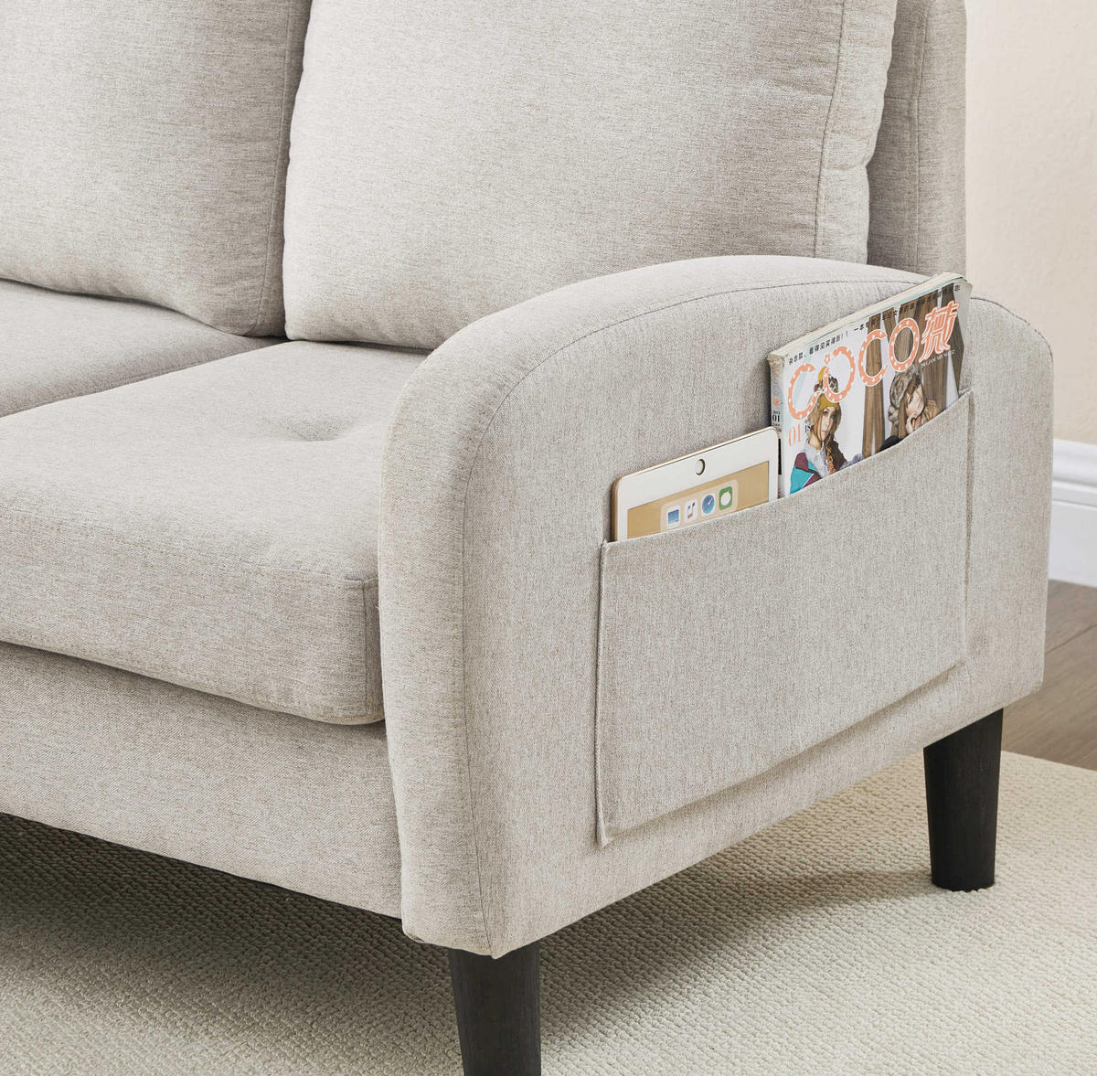 SOFA modular mit Chaiselongue 166 x 118 x 77 cm Beige Grau-Weiß - Weiß, Kunststoff (166/118cm) - IVMEU
