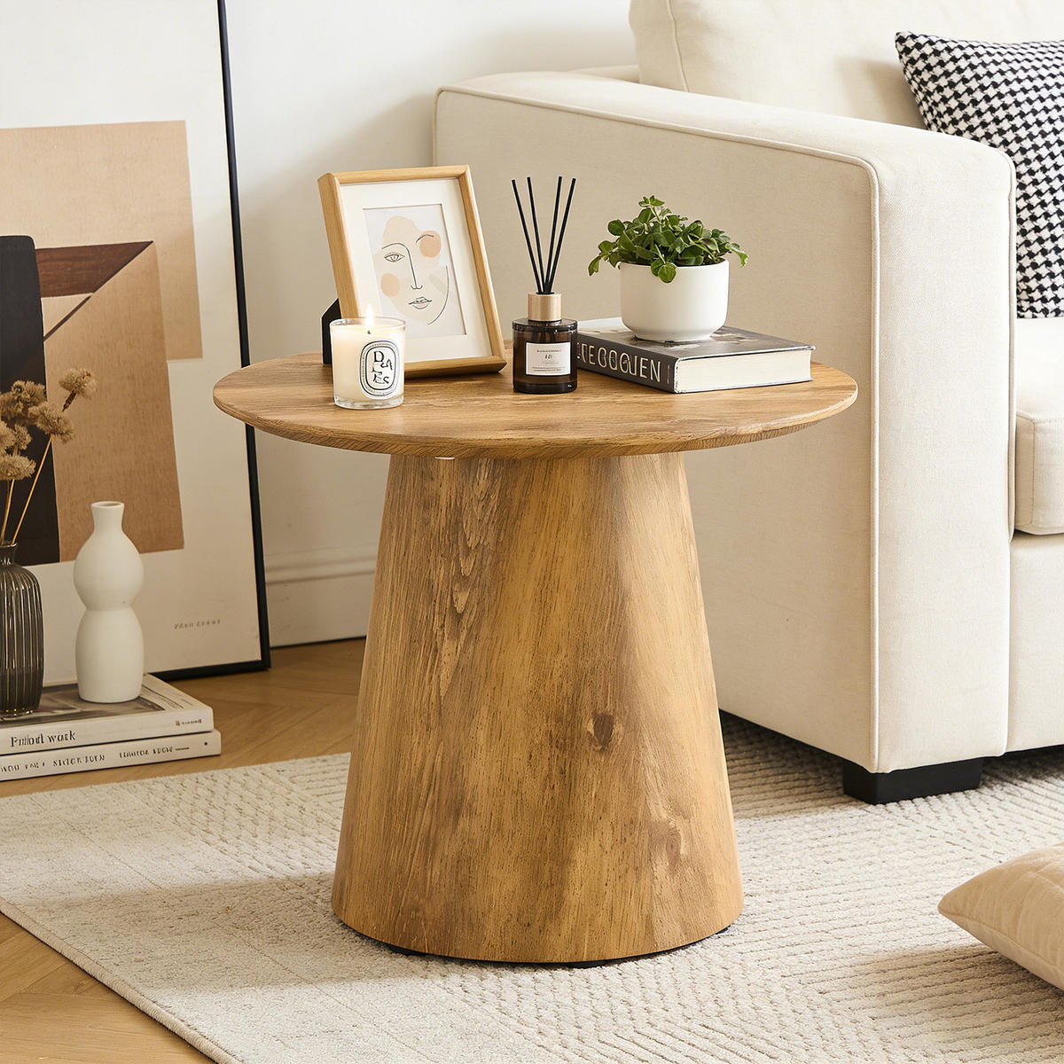 BEISTELLTISCH rund im Design, Sofatisch aus Holz - Eichefarben, Holzwerkstoff (50/50/48cm) - Meubles Cosy