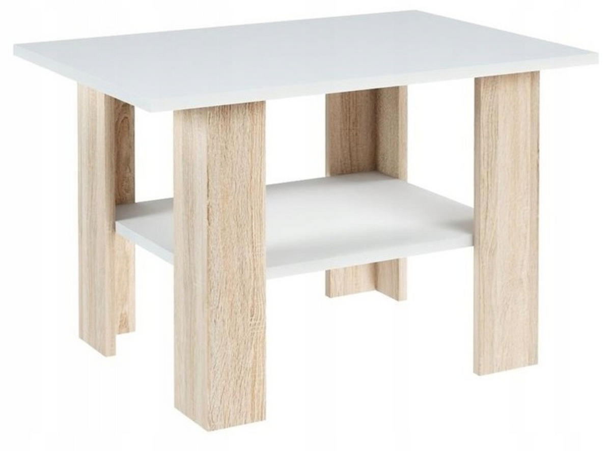 COUCHTISCH Ł1 Sonoma Eiche-Weiß 87/60/55 cm - Weiß/Sonoma Eiche, Holzwerkstoff (60/87/55cm) - Matkam Möbel