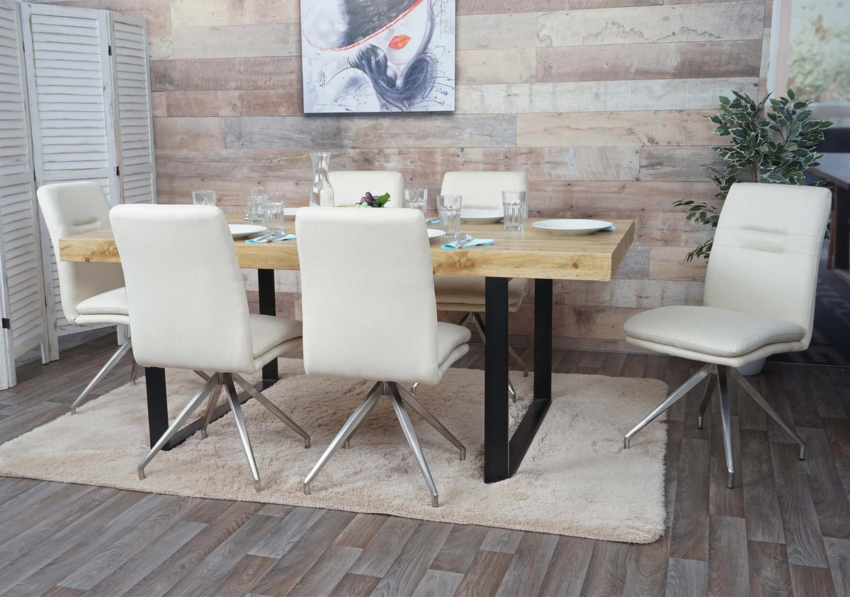 ESSZIMMERSTUHL Cremeweiß 6er-Set - Beige/Weiß, Textil (47/90/60cm) - MCW