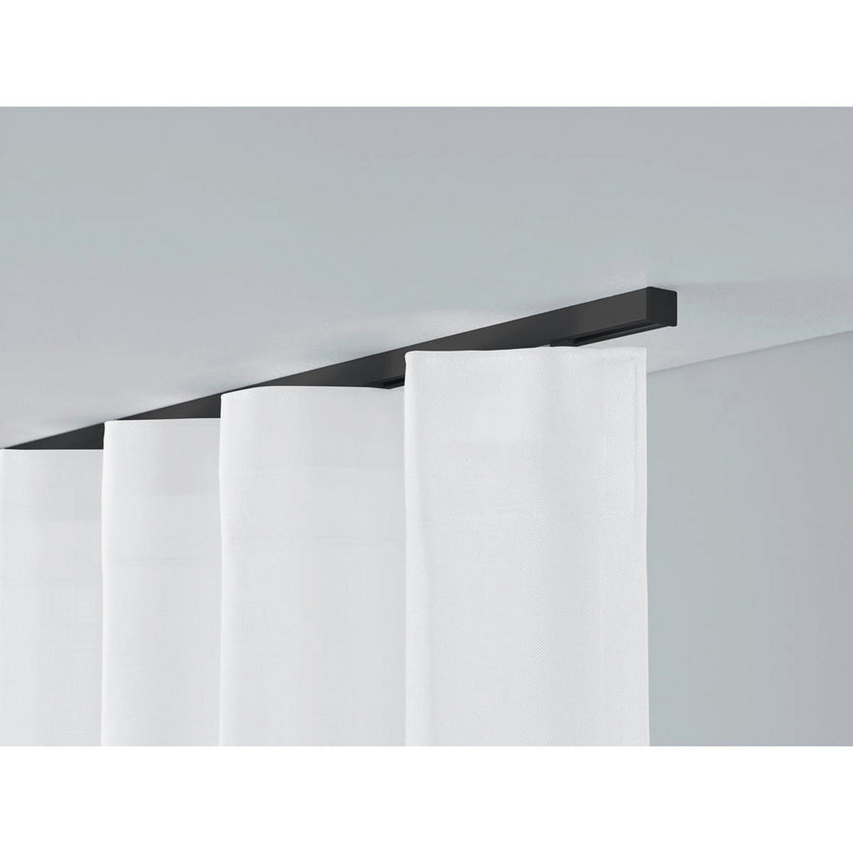 GARDINENSCHIENE 1-lauf Square - Schwarz, Metall (150cm) - Deco-Raum