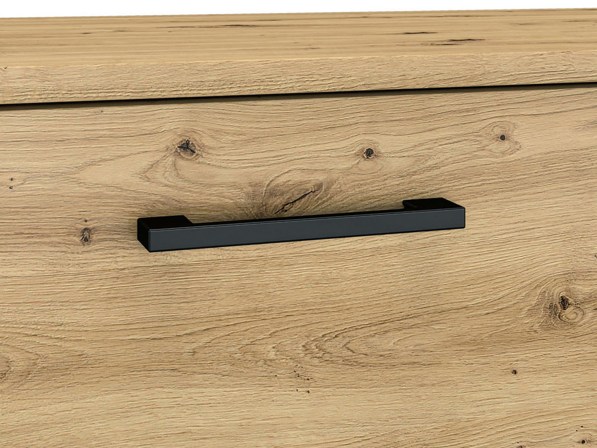KOMMODE – 120 cm – Nevio – Schwarz / Eichefarben – KM-021 - Eichefarben/Schwarz, Holzwerkstoff (120/94/34cm) - hi-markt