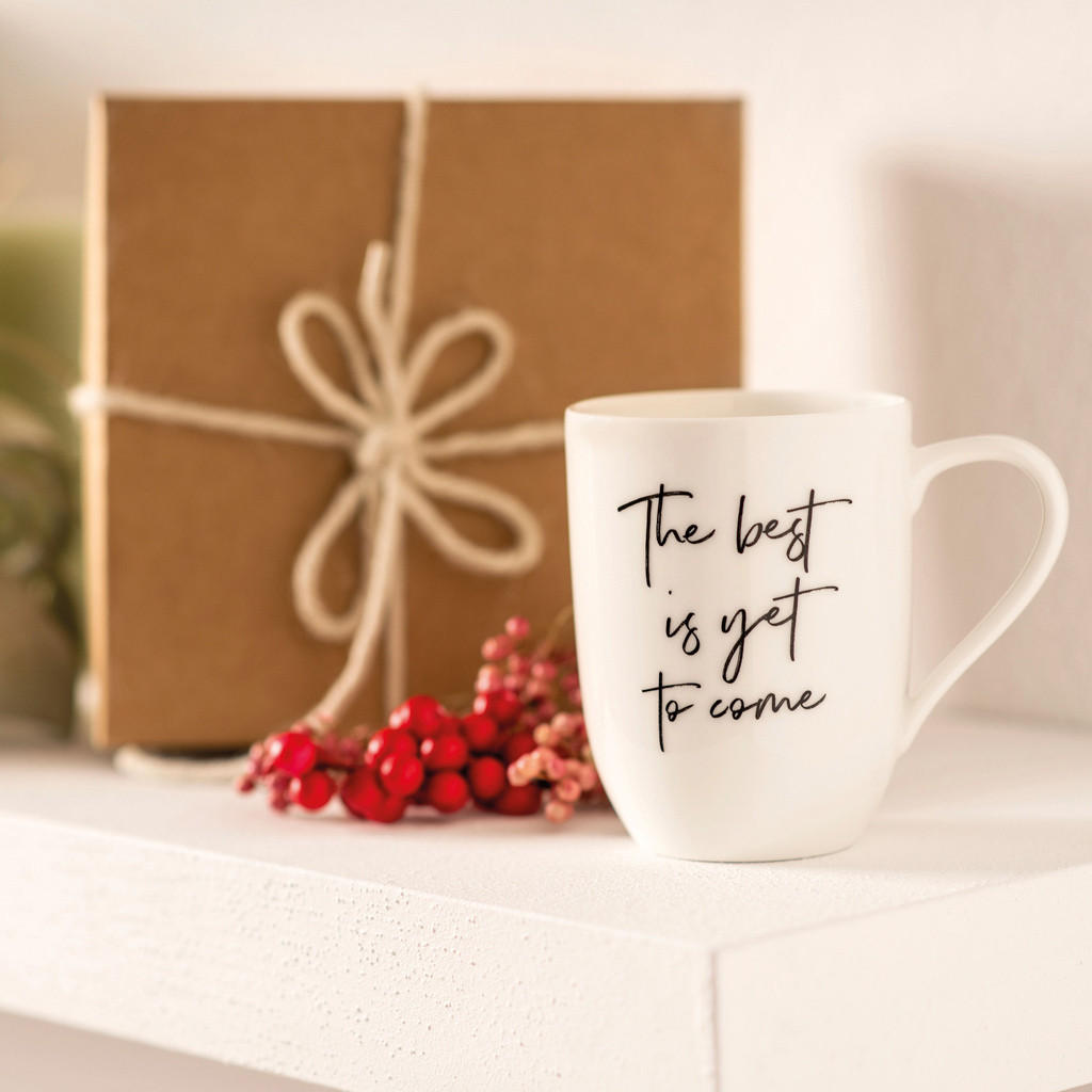 BECHER MIT HENKEL 'THE BEST IS YET TO COME' Statement weiß 290 ml 6er Set - Weiß, Keramik (0.29L) - Villeroy & Boch