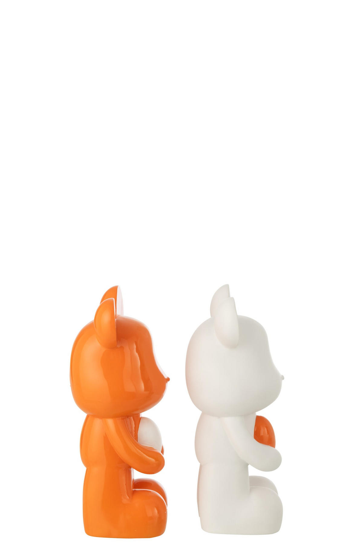 DEKOOBJEKT BÄR HERZ (2ER SET) - Orange, Glas/Naturmaterialien (17.5/42.5/22.5cm) - J-Line
