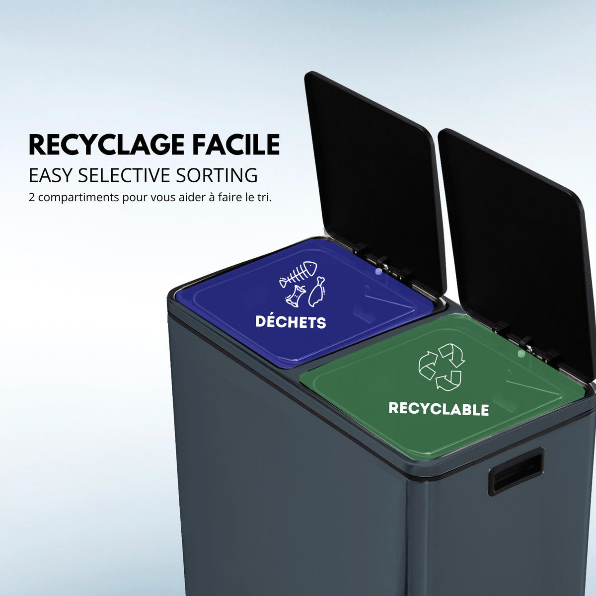 ABFALLEIMER MAJOR grau - Grau, Metall (36/65/60cm) - Kitchen Move