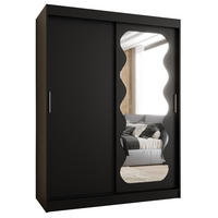 SCHWEBETÜRENSCHRANK 200/150/62 2-türig - Silberfarben/Schwarz, Holz (150/200/62cm) - MÖBEL KRYSPOL