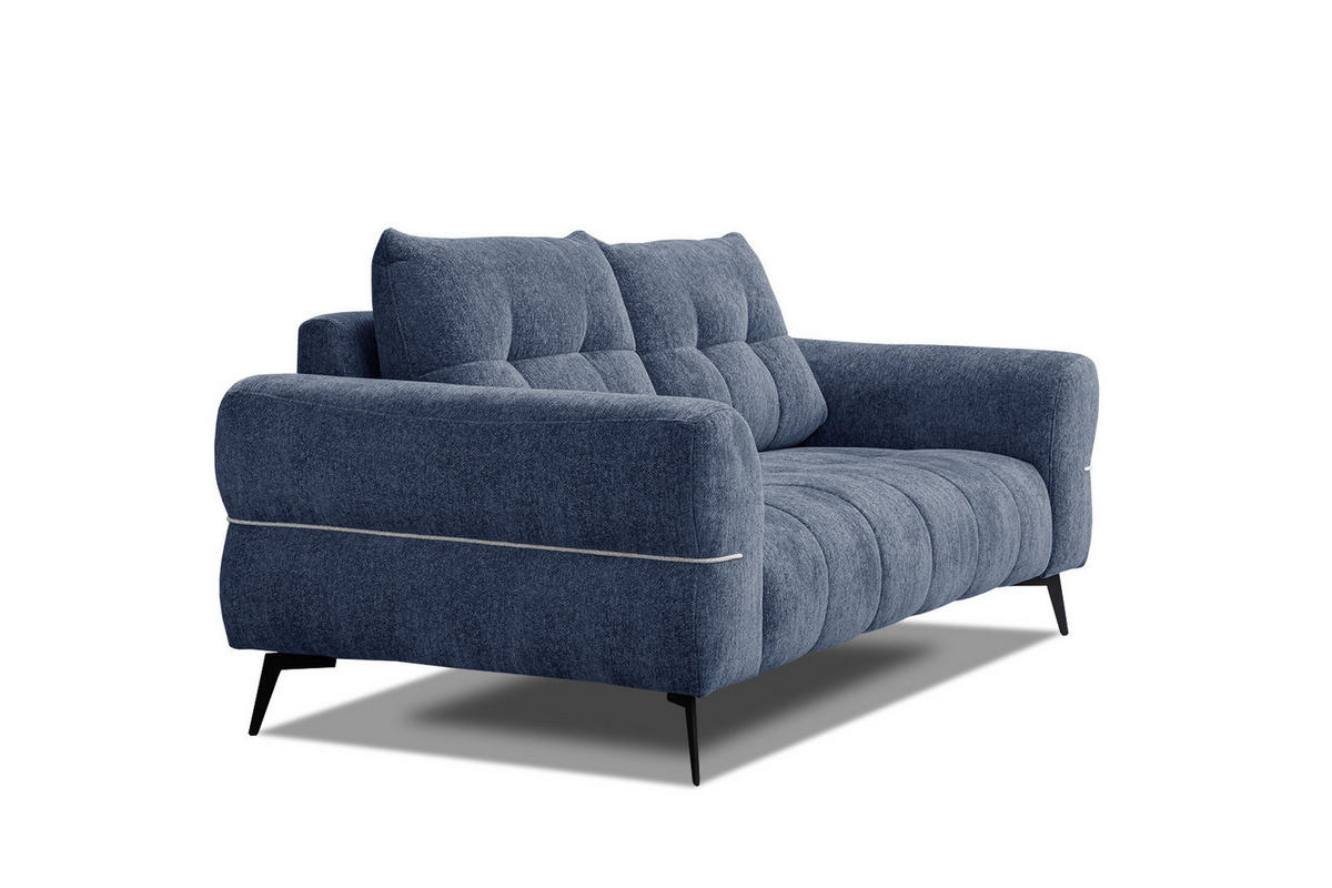 SOFA SALVINI 2,5-Sitzer, dunkelblau - Schwarz/Dunkelblau, Holzwerkstoff/Textil (176/88/99cm) - Courtois Laville