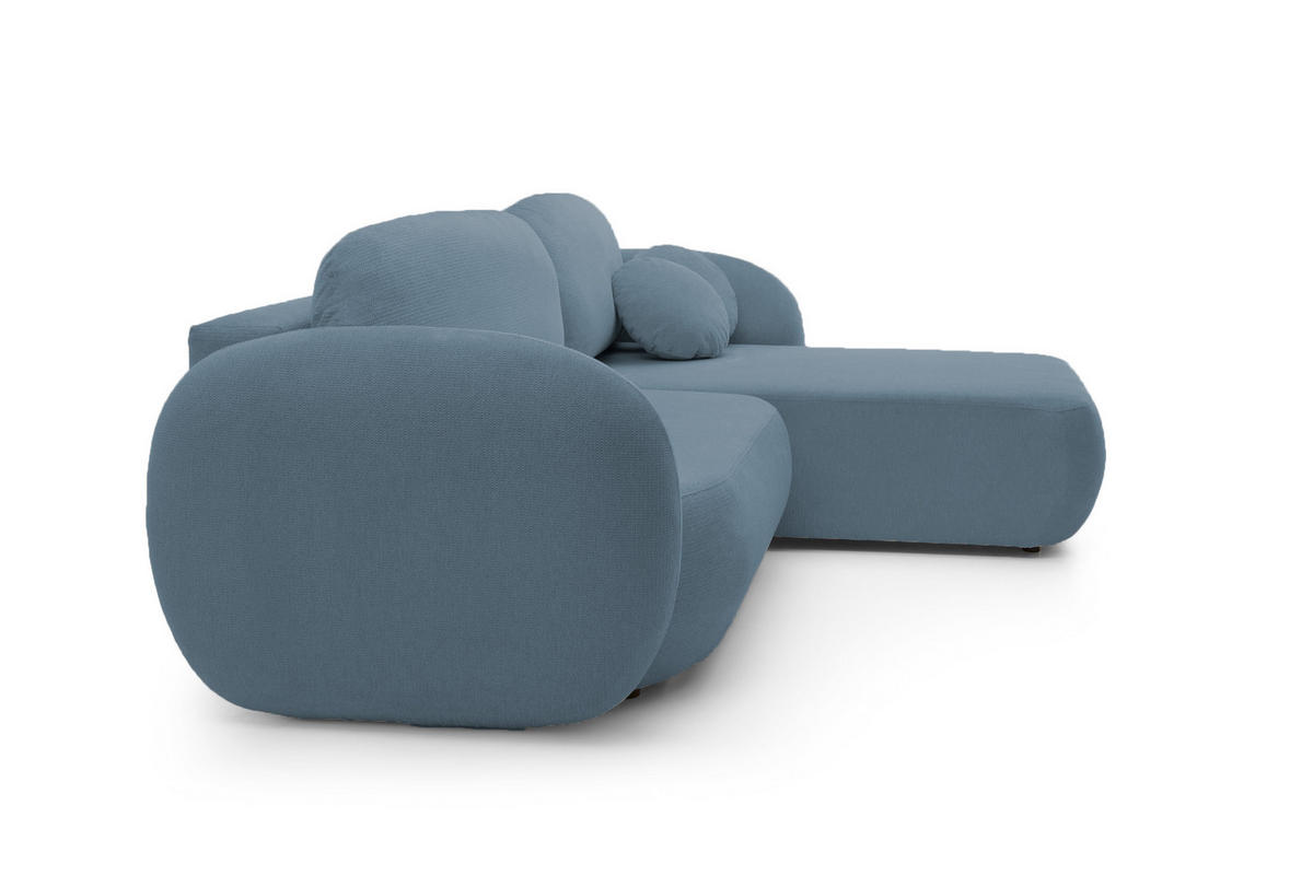 ECKSOFA OLIO L-Form Schlaffunktion mit Bettkasten, lose Rückenkissen, freistehend, RECHTS 248x174 cm Light blue - Hellblau, Holz/Textil (248/174cm) - DomoHome