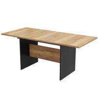 ESSTISCH 140/180/80 cm in Dunkelwalnuss/Schwarz aus MDF, ausziehbar - Schwarz, Holzwerkstoff (180/75/80cm) - Flora Grace