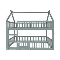 ETAGENBETT 140/200 cm in Grau mit Treppe und Tür - Grau, Holz (140/200cm) - OKMYHOME