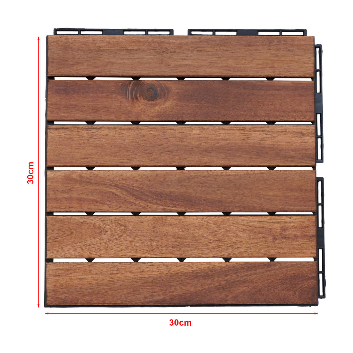 KLICKFLIESEN-SET 10 TLG. Alliste - Braun, Holz (30/30/1.9cm) - casa.pro