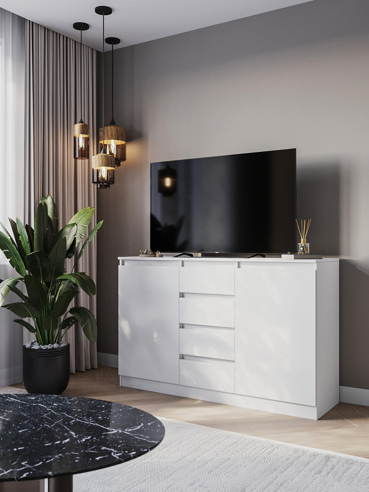KOMMODE Weiß 140/90/43 - Weiß, Holzwerkstoff (140/90/43cm) - RAUMHIRSCH FURNITURE