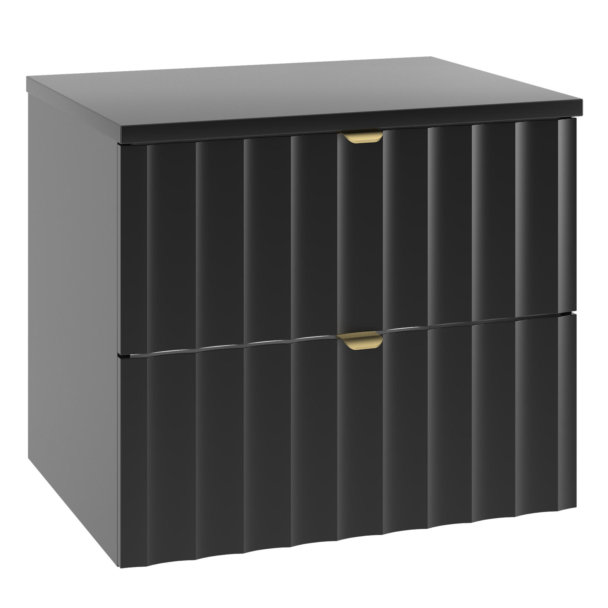 WASCHBECKENUNTERSCHRANK Azore 2 Schubladen Schwarz Matt - 60 x 46 x 52 cm - Schwarz, Holz (60/46/50cm) - Badplaats