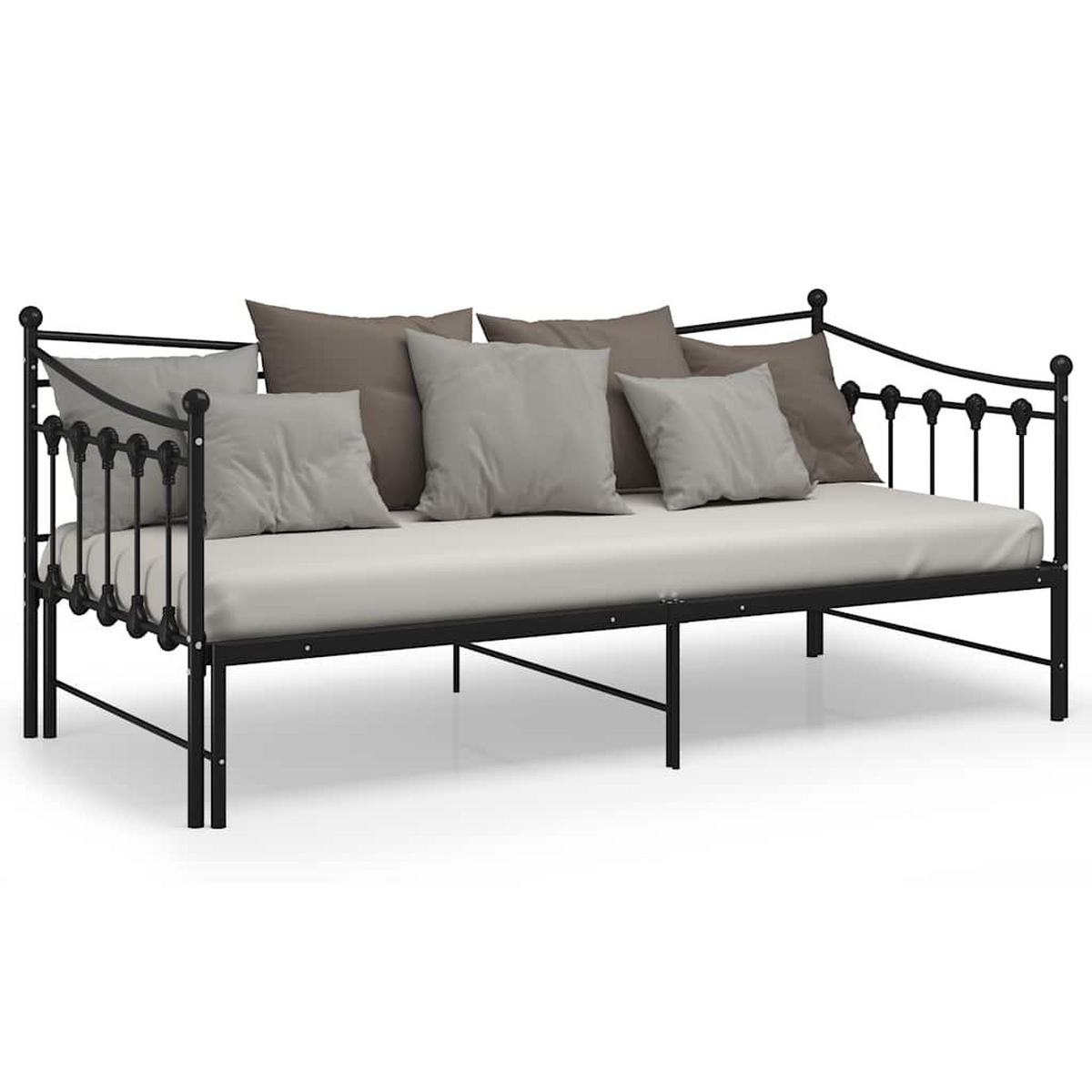 AUSZIEHSOFA Bettgestell Schwarz Metall 90/200 Cm - Schwarz, Textil (90/200cm) - vidaXL